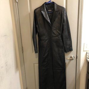 Kasper Leather Trench Coat Full Length
